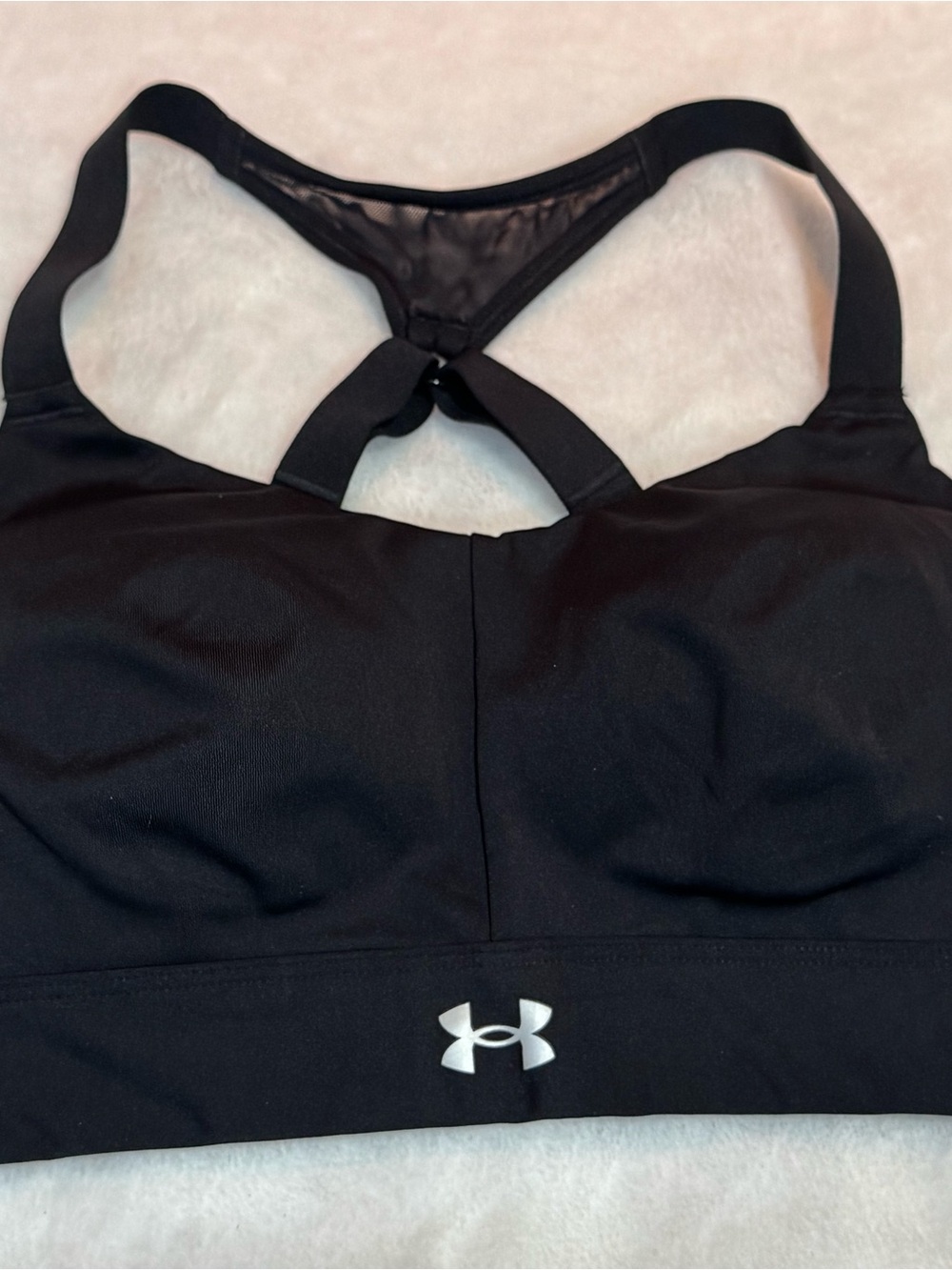 Under Armour Black Racerback Sports Bra with Mesh Detail
